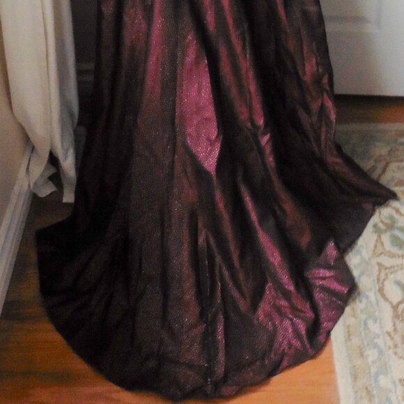 WINDSOR VTG 90's Y2K Burgundy Goth Lace Up Tulle Prom Dress Gown 9/10 USA - Picture 7 of 10